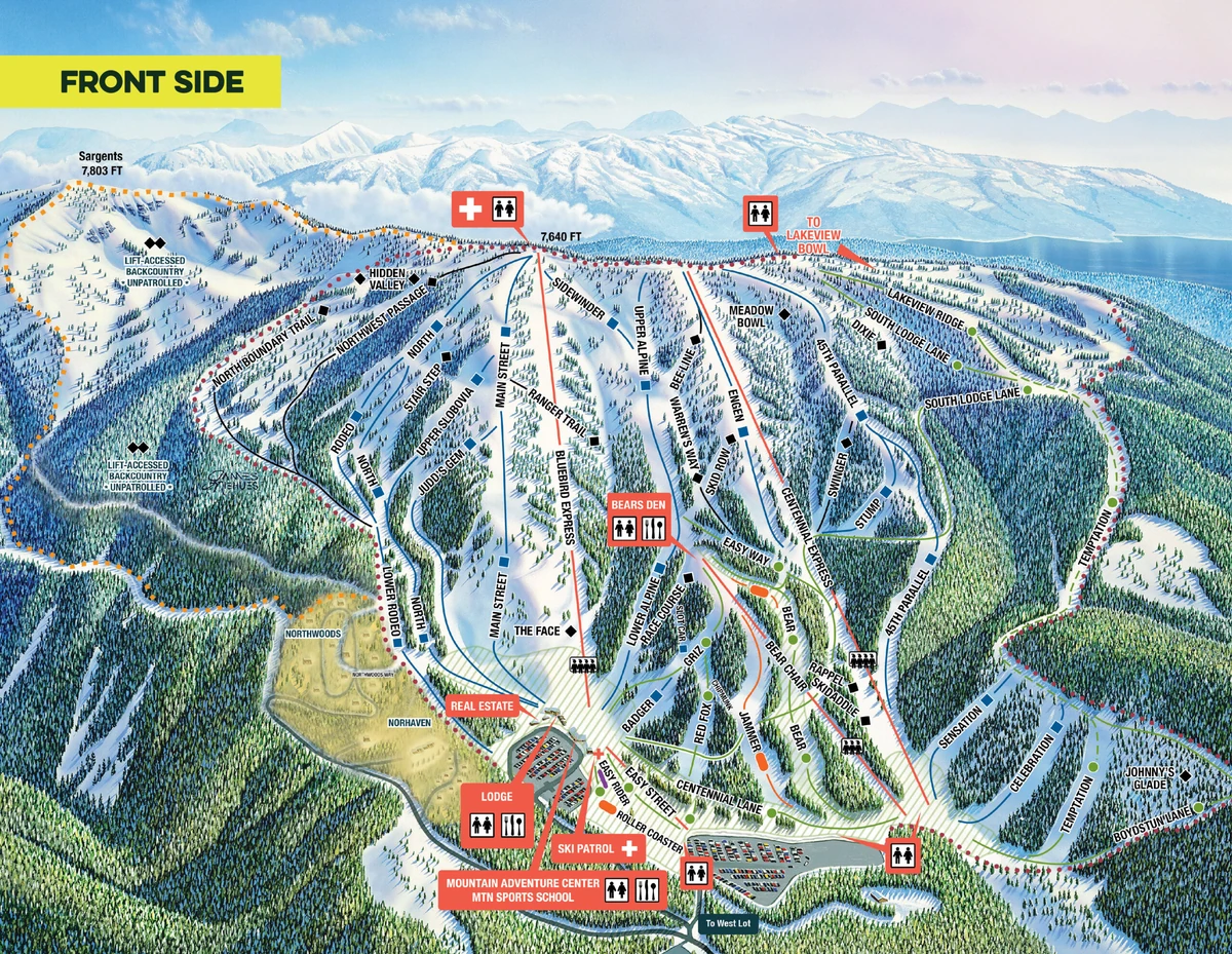 Official piste map · Brundage Mountain · 2025 · Front Side — ski runs and lifts