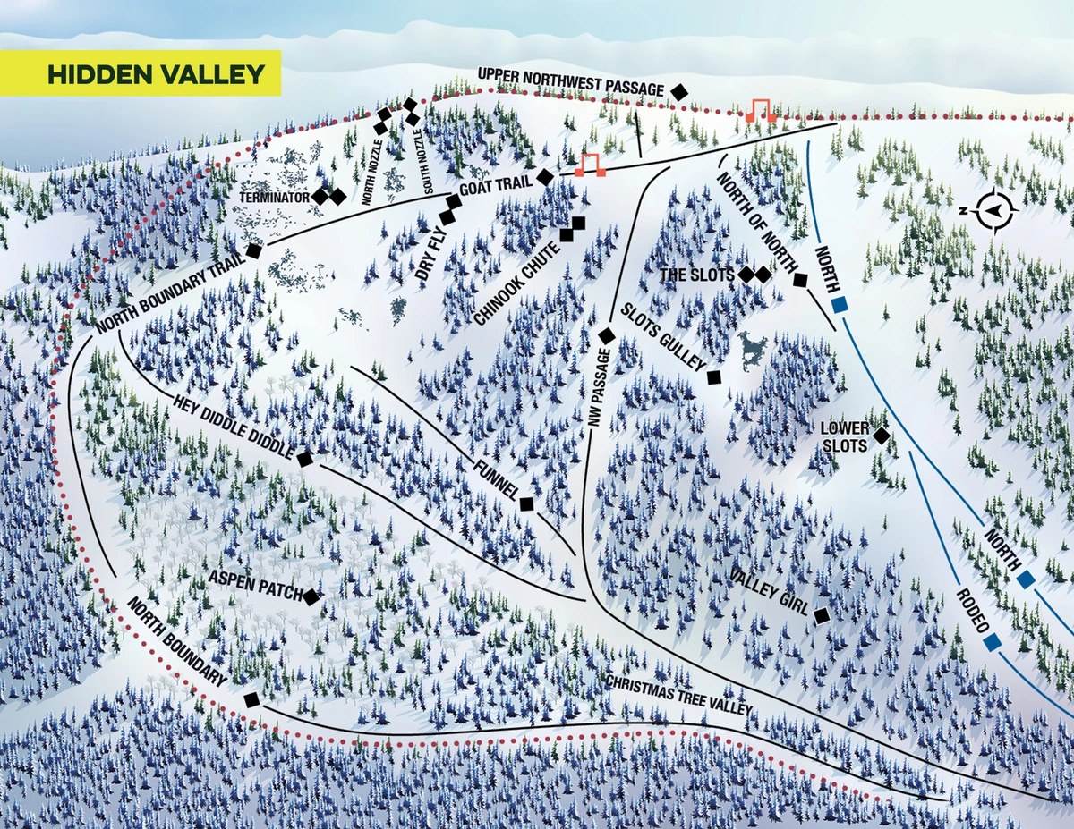 Official piste map · Brundage Mountain · 2024–2025 · Hidden Valley — ski runs and lifts