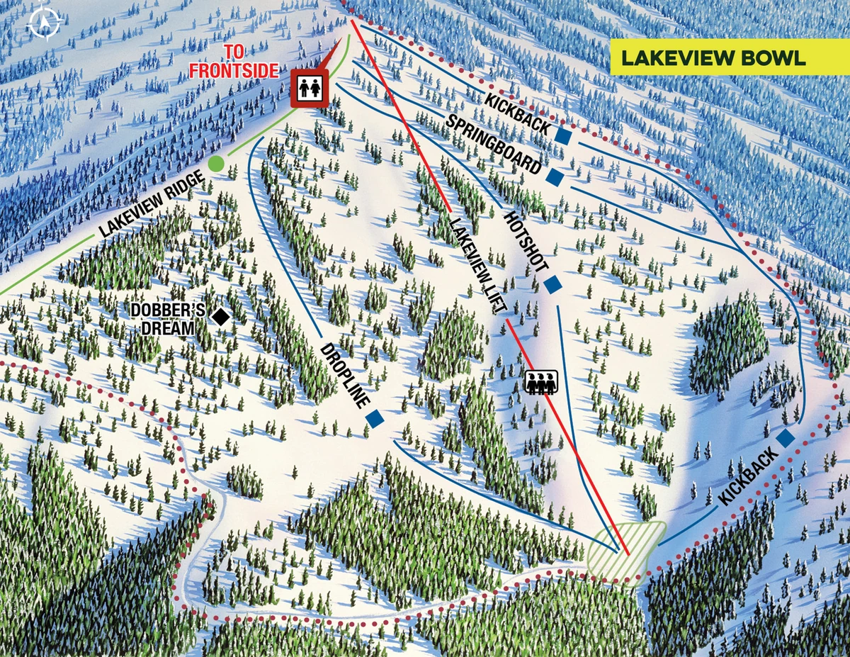 Official piste map · Brundage Mountain · 2024–2025 · Lakeview Bowl — ski runs and lifts