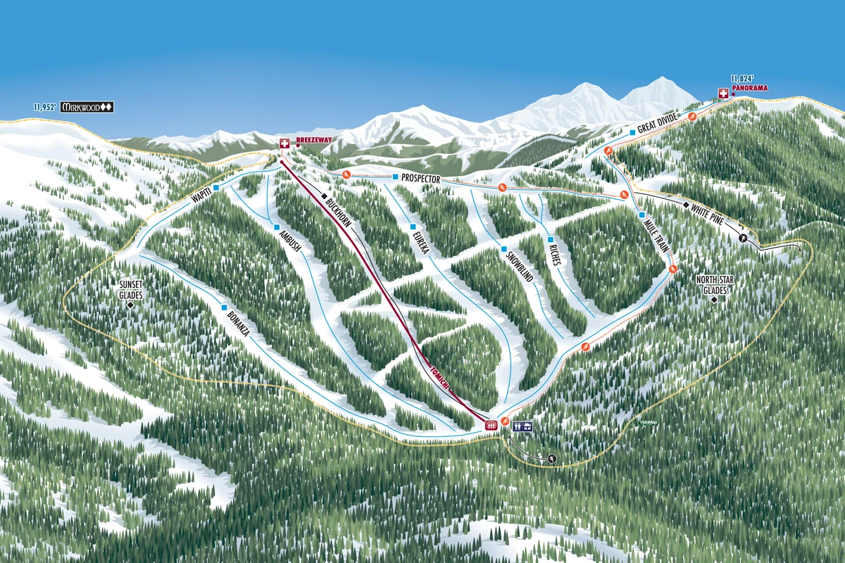 Official piste map · Monarch Mountain · 2025 · No Name Basin — ski runs and lifts