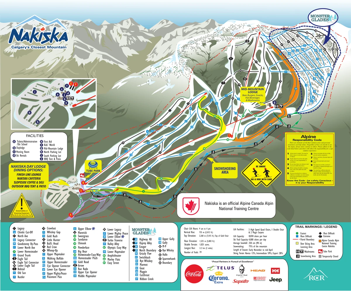 Official piste map · Nakiska · 2025 — ski runs and lifts