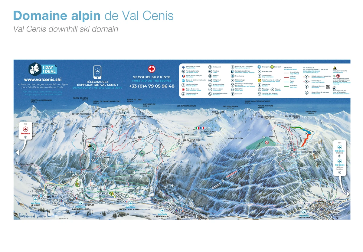 Official piste map · Val Cenis — ski runs and lifts