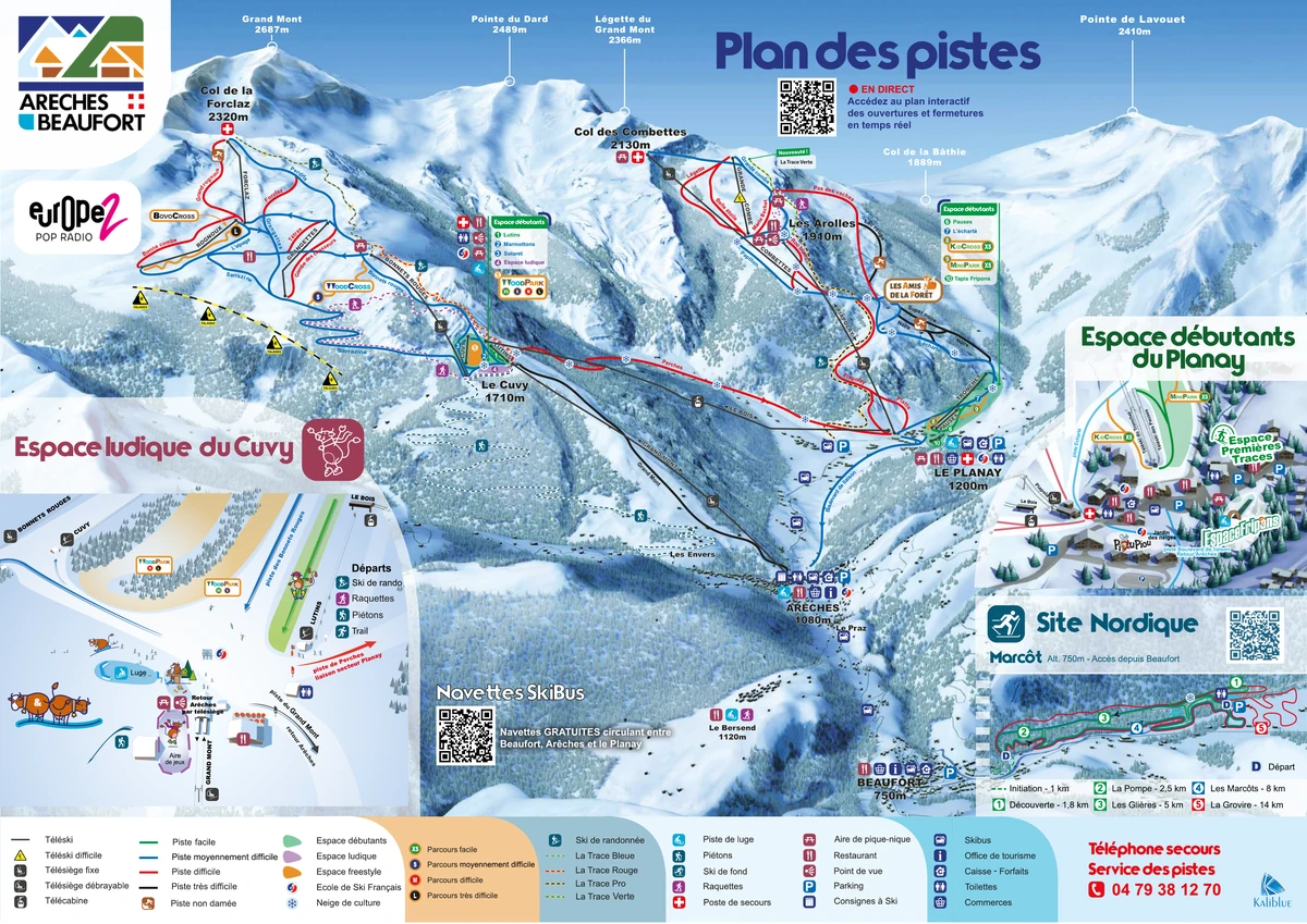 Official piste map · Arêches Beaufort · 2025–2026 — ski runs and lifts
