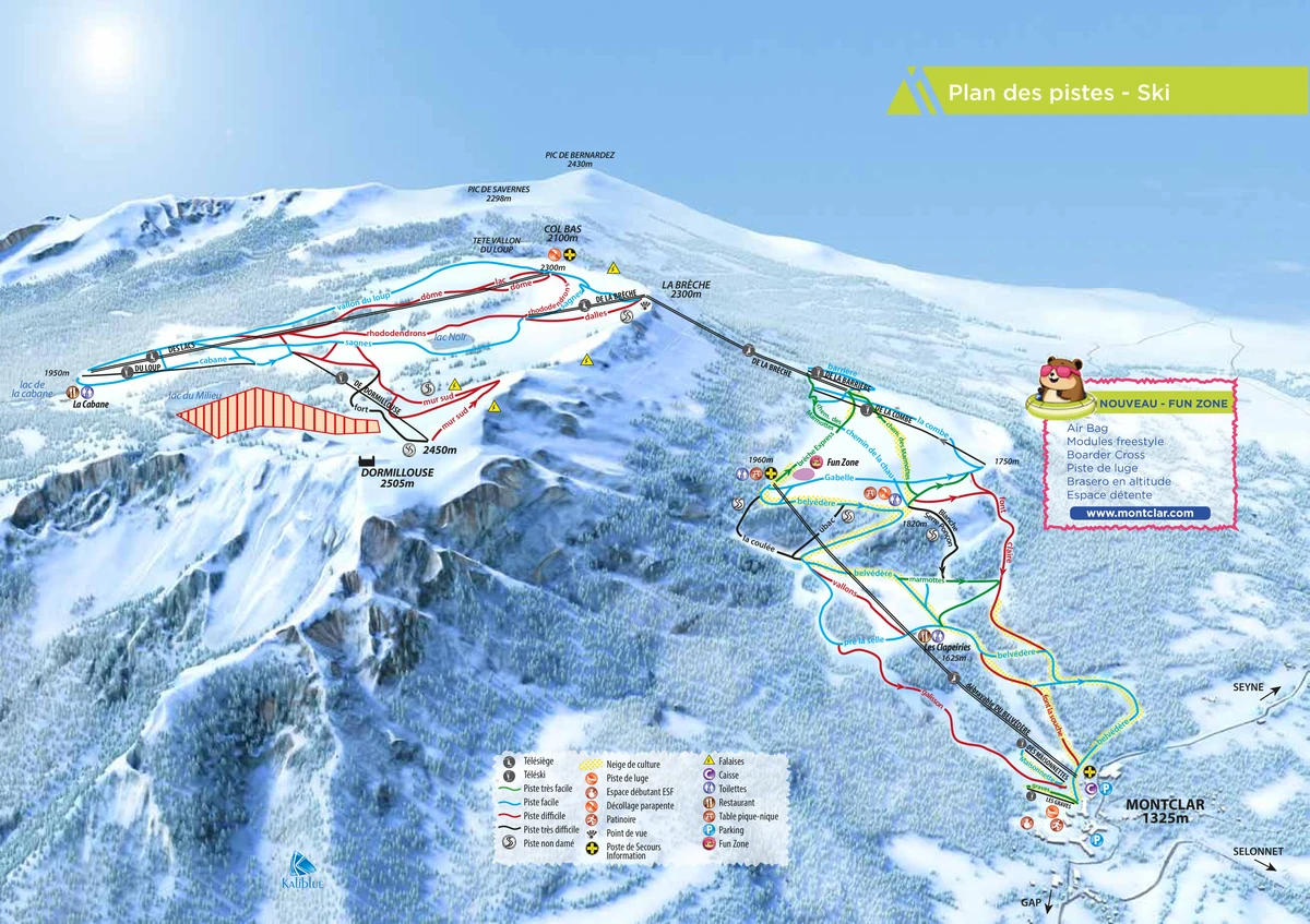 Official piste map · Montclar — ski runs and lifts
