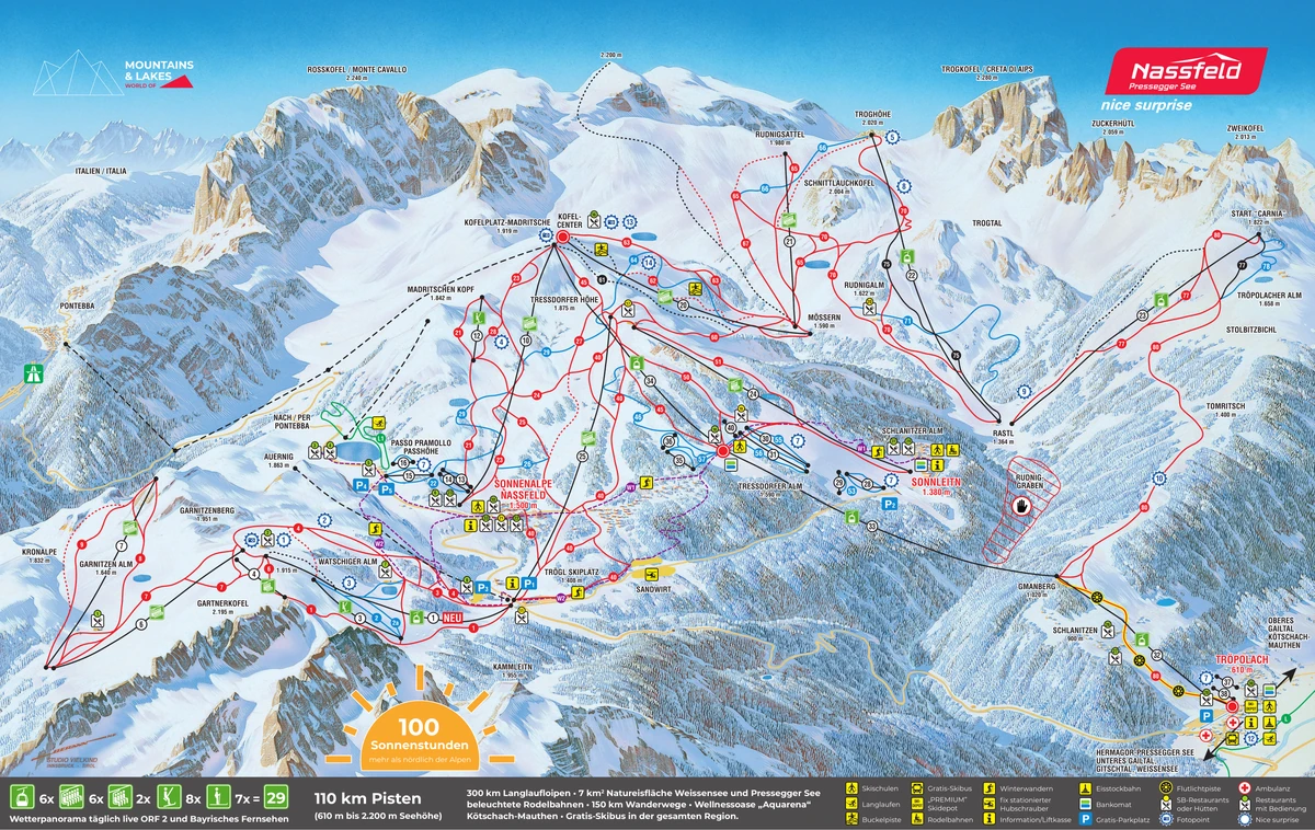 Official piste map · Nassfeld · 2025 — ski runs and lifts