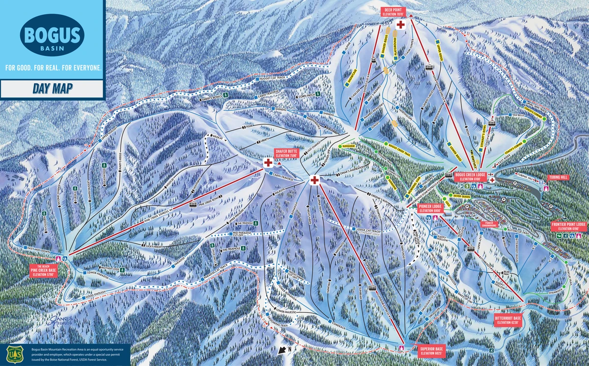 Official piste map · Bogus Basin Mountain Recreation Area · 2025–2026 — ski runs and lifts