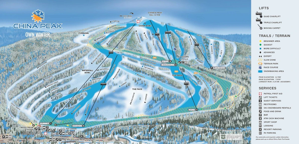 Official piste map · China Peak Mountain Resort · 2026 — ski runs and lifts