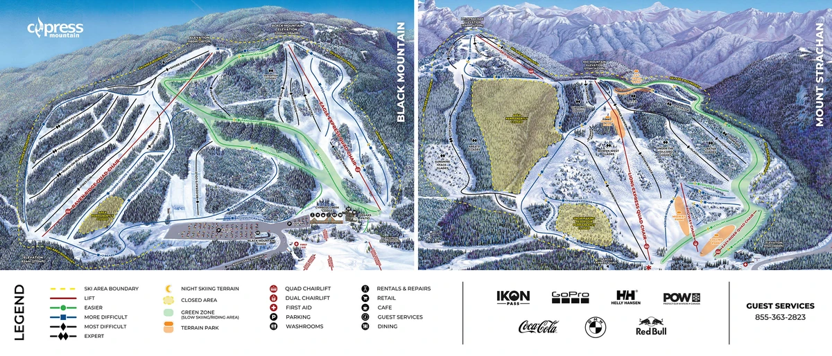 Official piste map · Cypress Mountain · 2026 — ski runs and lifts