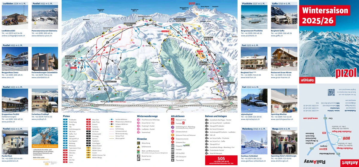 Official piste map · Pizol · 2025–2026 — ski runs and lifts