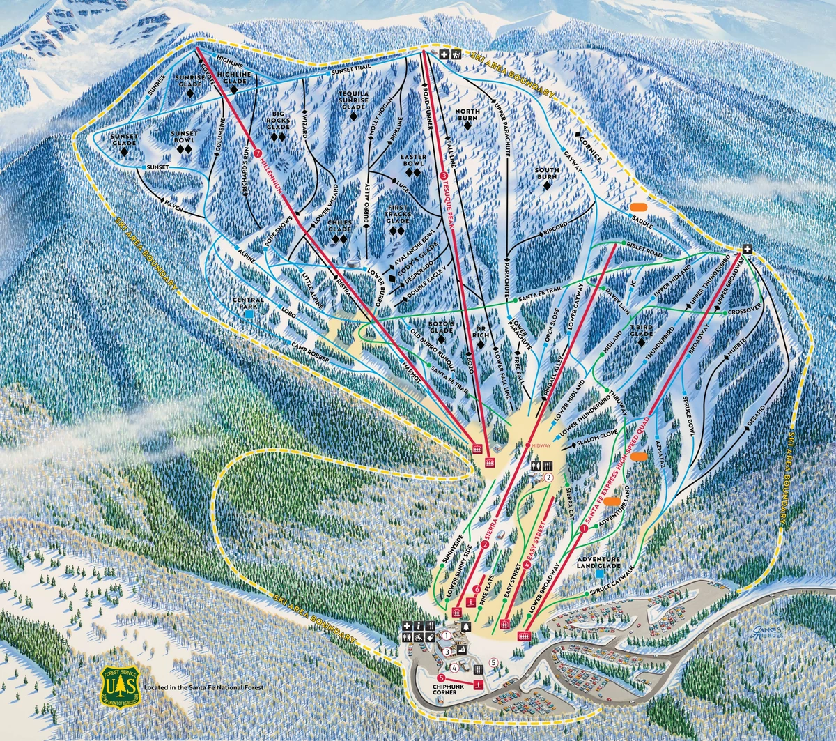 Official piste map · Ski Santa Fe · 2024 — ski runs and lifts