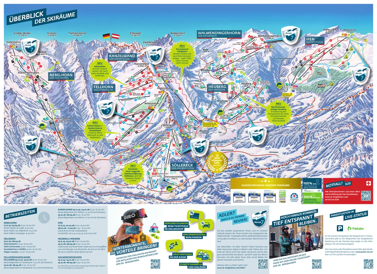 Official piste map · Skigebiet Fellhorn/Kanzelwand · 2025–2026 — ski runs and lifts