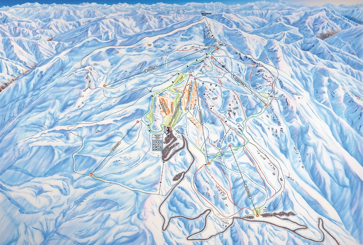 Official piste map · Cardrona — ski runs and lifts