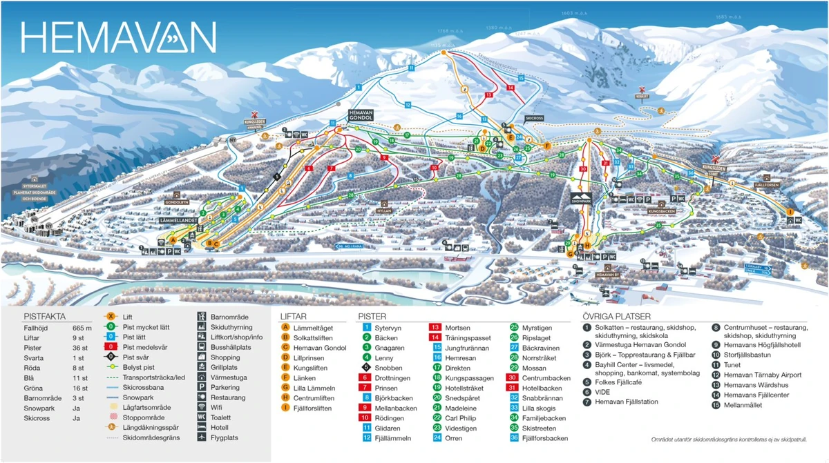 Official piste map · Hemavan — ski runs and lifts