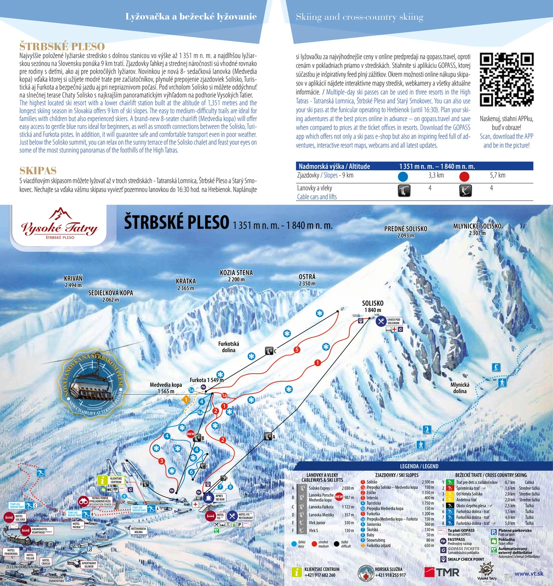 Official piste map · Štrbské Pleso · 2025–2026 — ski runs and lifts