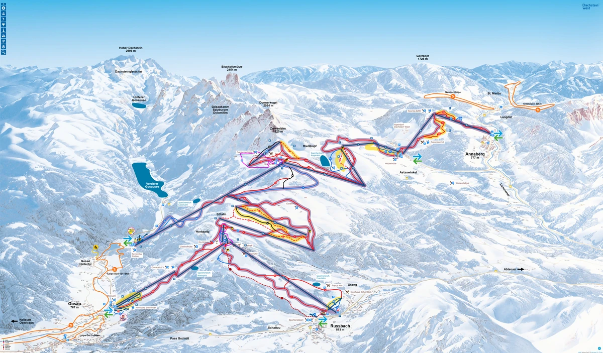 Official piste map · Skiregion Dachstein West — ski runs and lifts