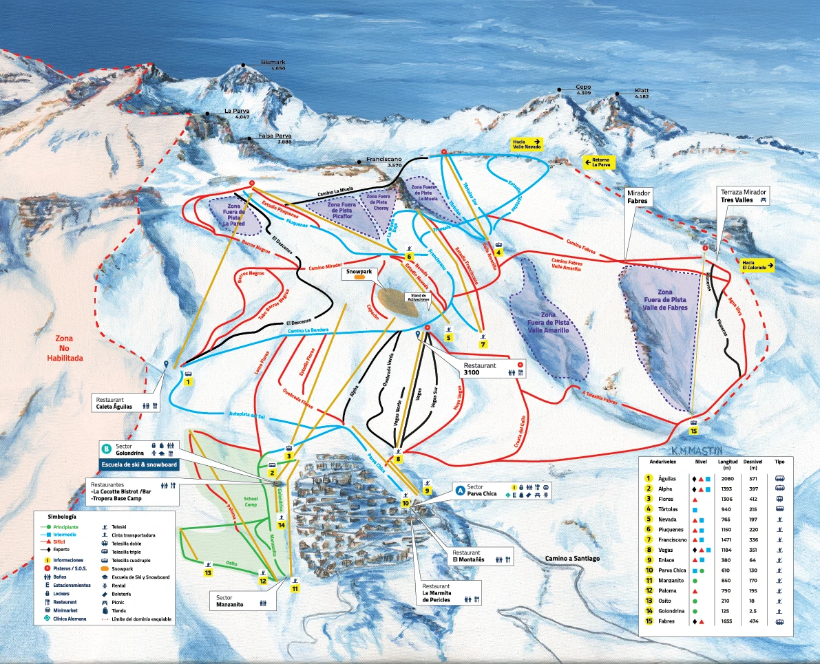 Official piste map · La Parva · 2026 — ski runs and lifts
