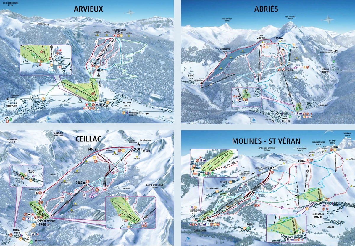 Official piste map · Queyras - Molines/Saint-Véran · Queyras · Abriès / Molines–Saint-Véran — ski runs and lifts