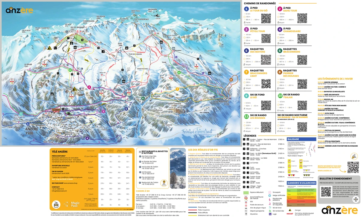 Official piste map · Anzère · 2024–2025 — ski runs and lifts