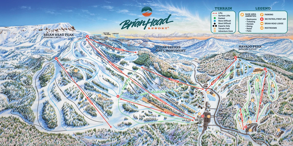 Official piste map · Brian Head Resort · 2026–2027 — ski runs and lifts