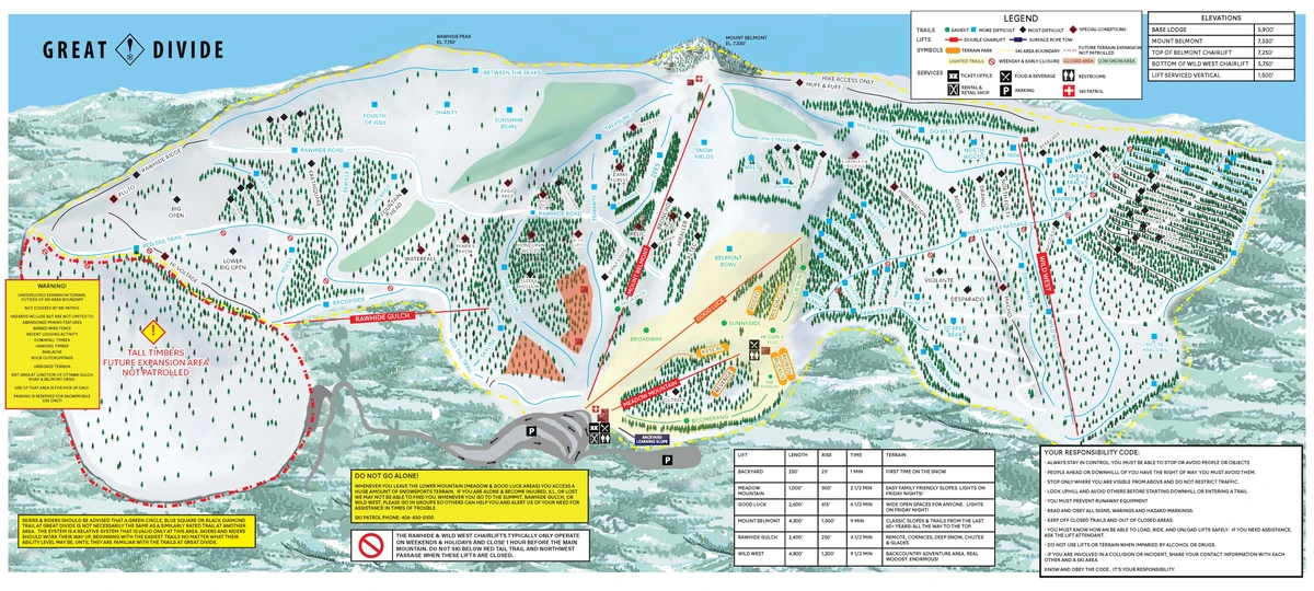 Official piste map · Great Divide Ski Area — ski runs and lifts