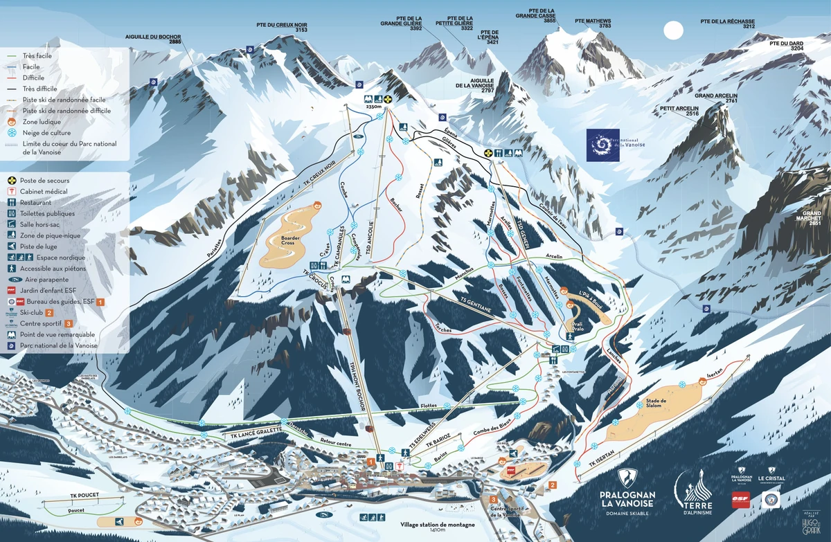 Official piste map · Pralognan-la-Vanoise — ski runs and lifts