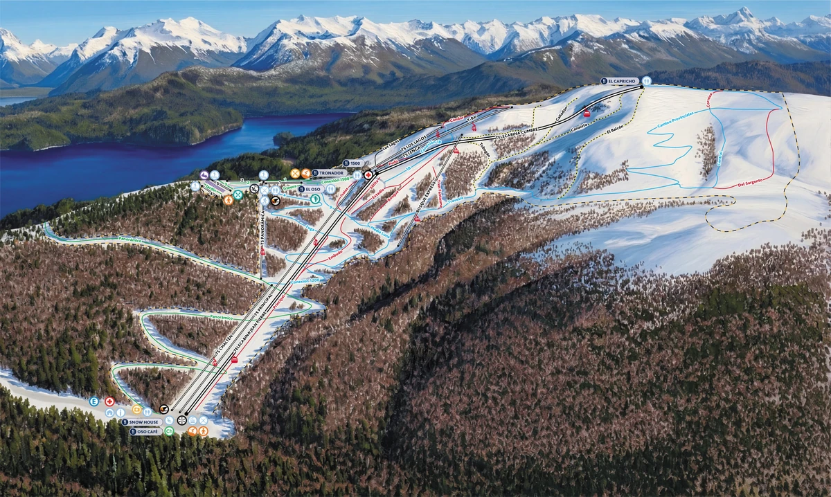 Official piste map · Cerro Bayo · Panorama — ski runs and lifts