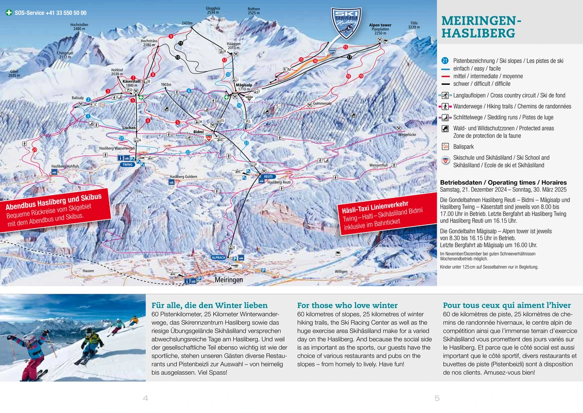 Official piste map · Meiringen - Hasliberg · 2024–2025 — ski runs and lifts