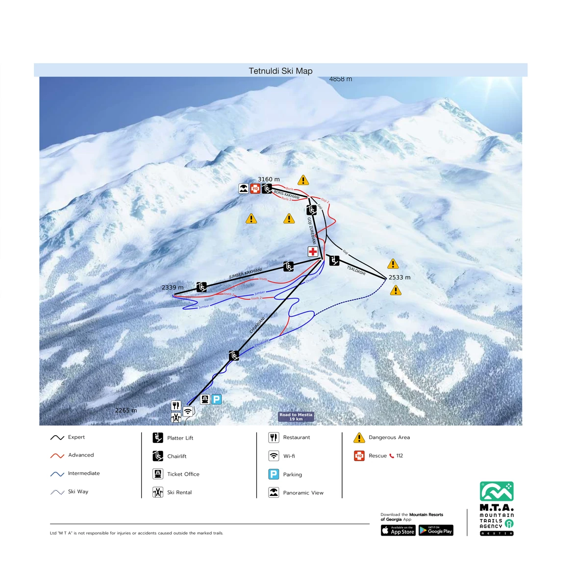 Official piste map · Tetnuldi · 2022 — ski runs and lifts