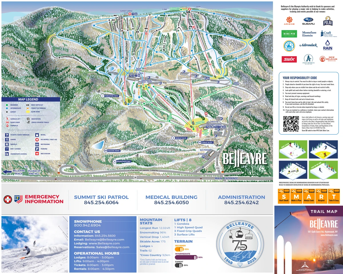 Official piste map · Belleayre Mountain Ski Center · 2024–2025 — ski runs and lifts