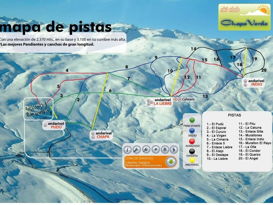 Official piste map · Centro de Ski Chapa Verde · Archive — ski runs and lifts
