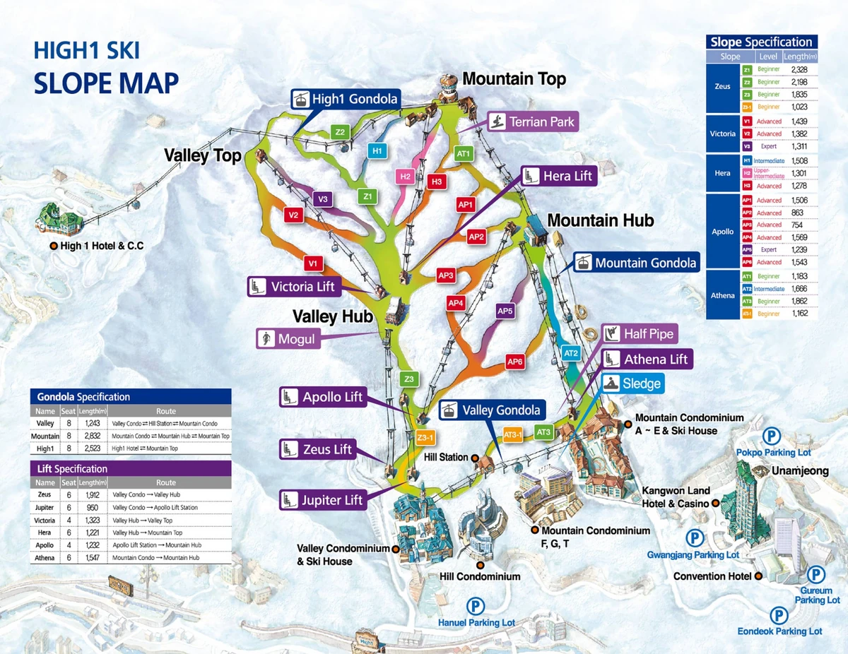 Official piste map · HiOne Ski — ski runs and lifts