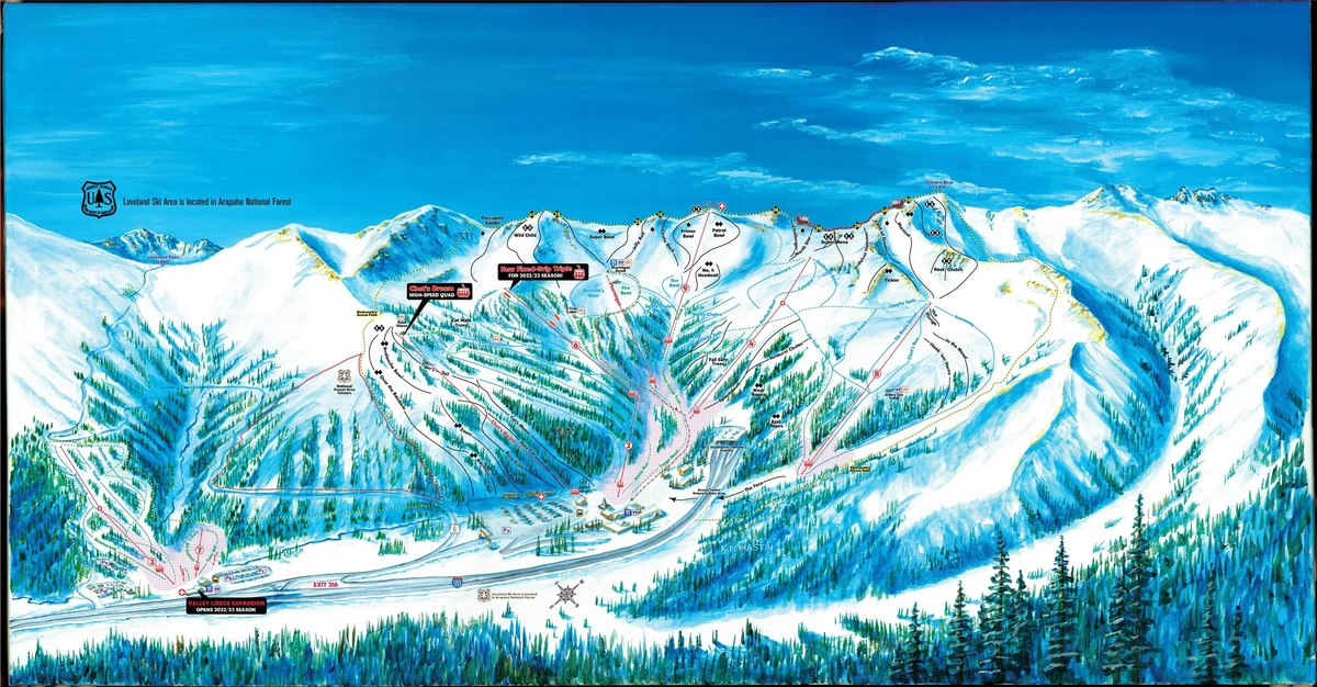 Official piste map · Loveland Basin Ski Area · 2022–2023 — ski runs and lifts