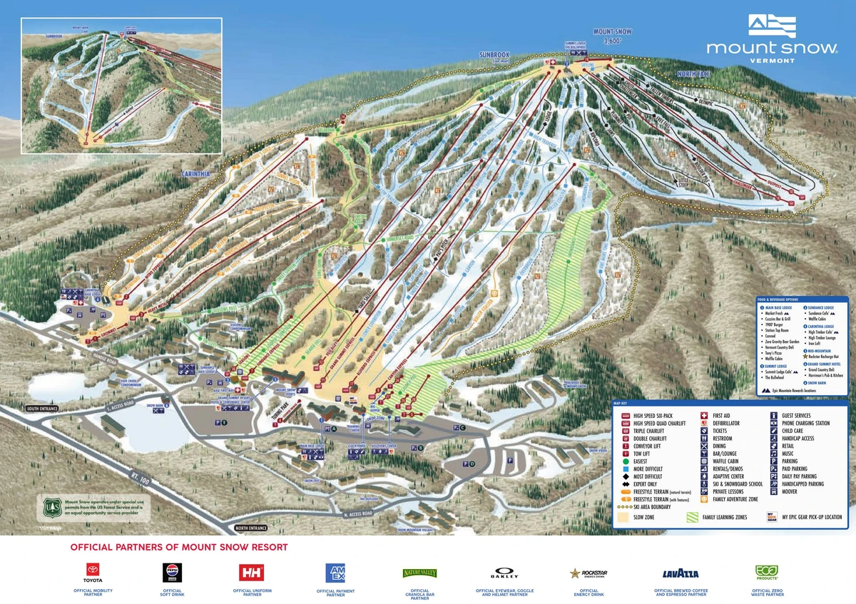 Official piste map · Mount Snow — ski runs and lifts