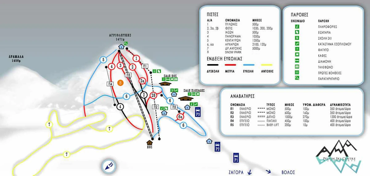 Official piste map · Pelion Agriolefkes — ski runs and lifts