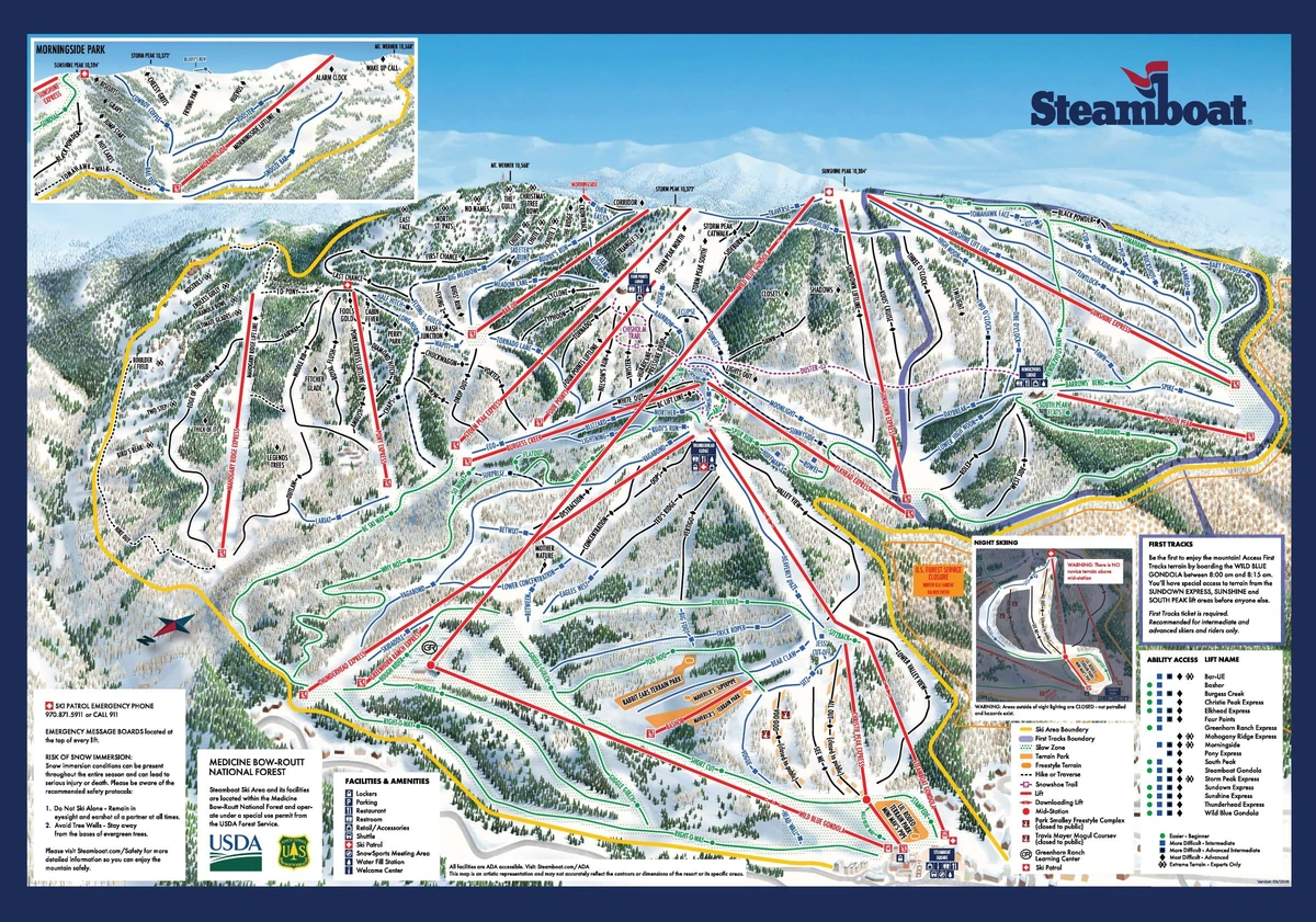 Official piste map · Steamboat · 2026–2027 — ski runs and lifts